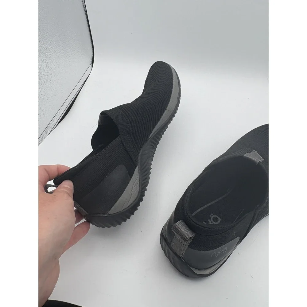 Ryka Shoes Womens Size 9 Black Echo Knit Slip On Walking Sneakers Comfort
